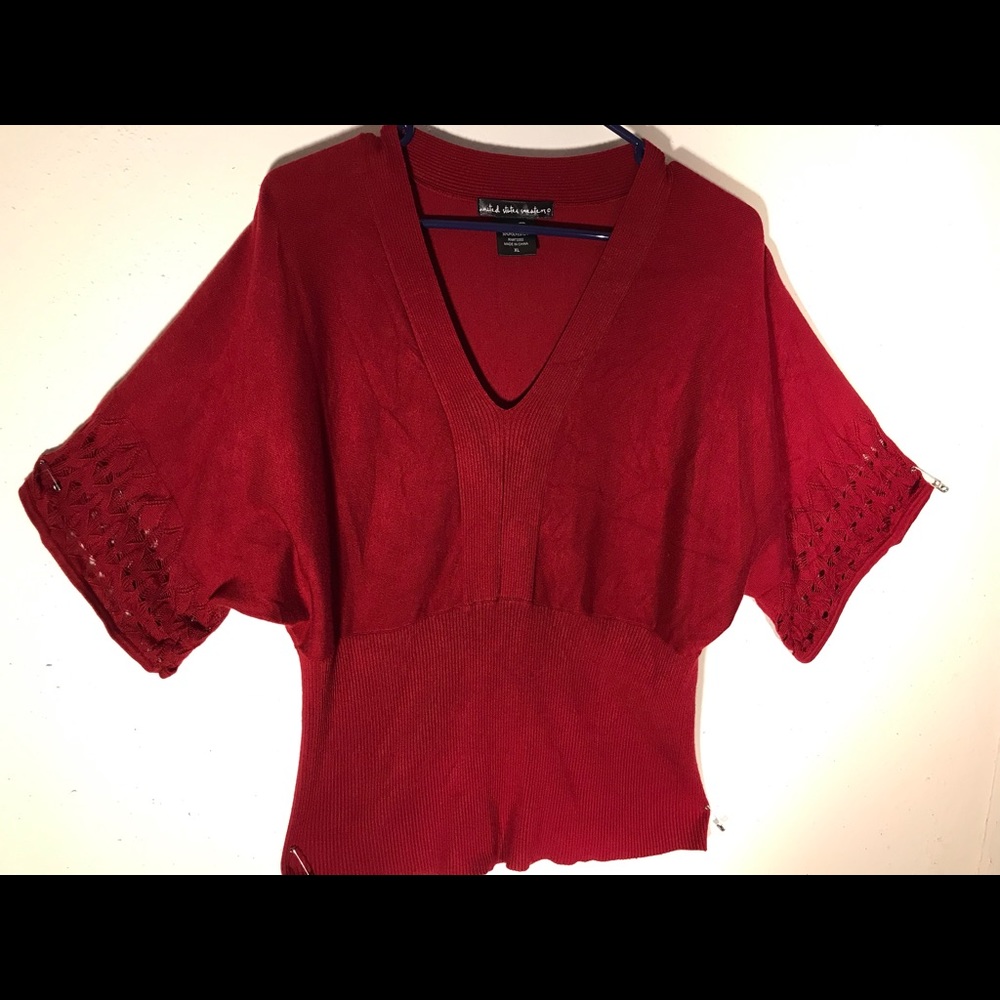 United States Sweater Crochet Trim Red XL